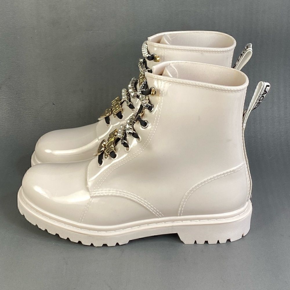 Karl Lagerfeld Paris Topanga Embellished Rain Boots womens size 7